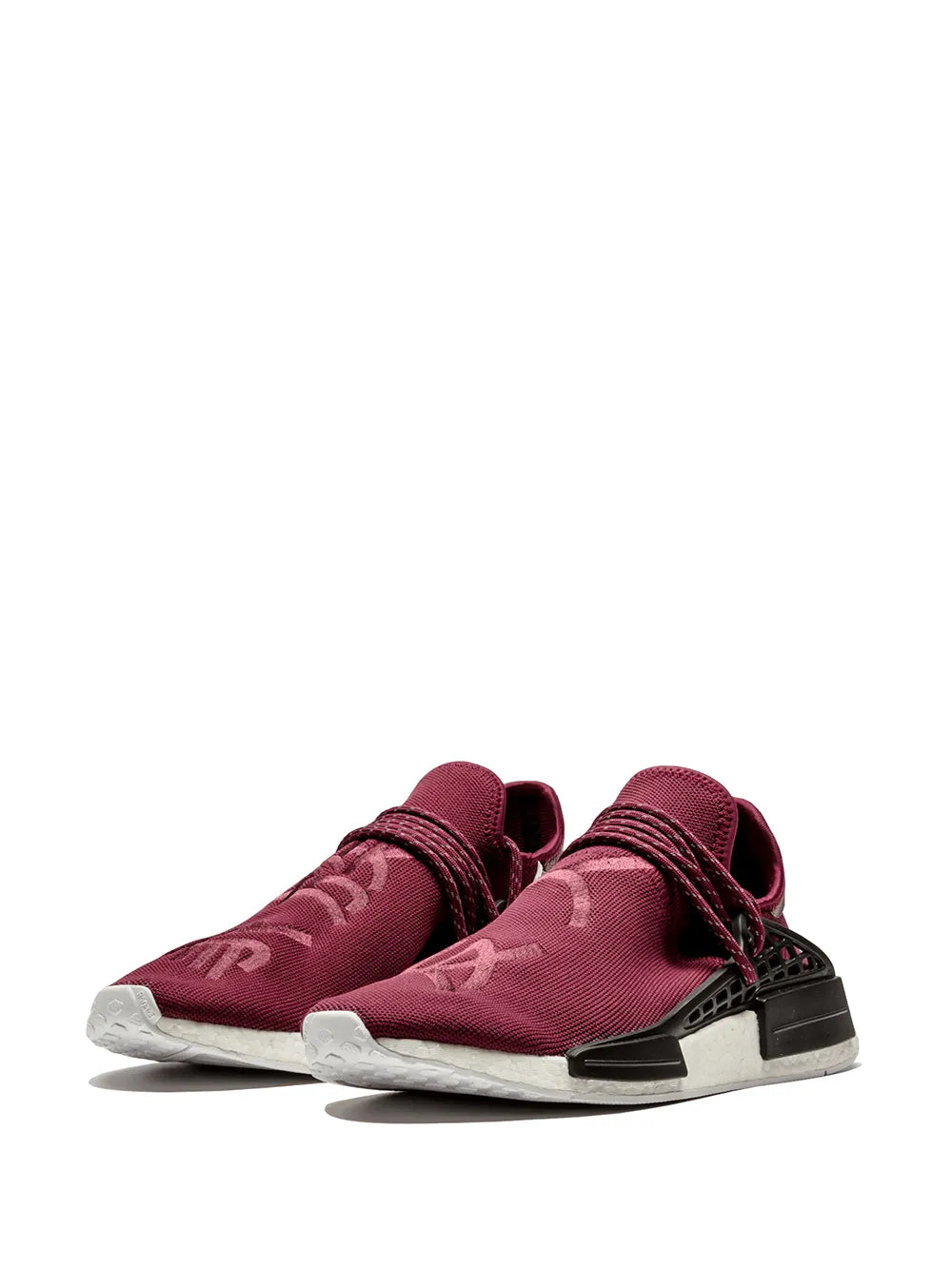 adidas X Parrell Williams Human Race Nmd Friends And Family Sneakers — Burgundy/Black/White — Size US M 6 - US W 7.5 — Side View