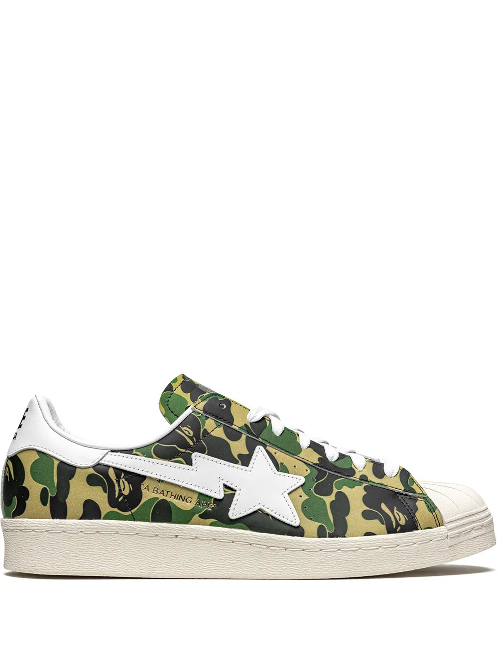 adidas X Bape Superstar Green Camo Sneakers — Same as shown — Size US M 8 - US W 9.5 — Front View