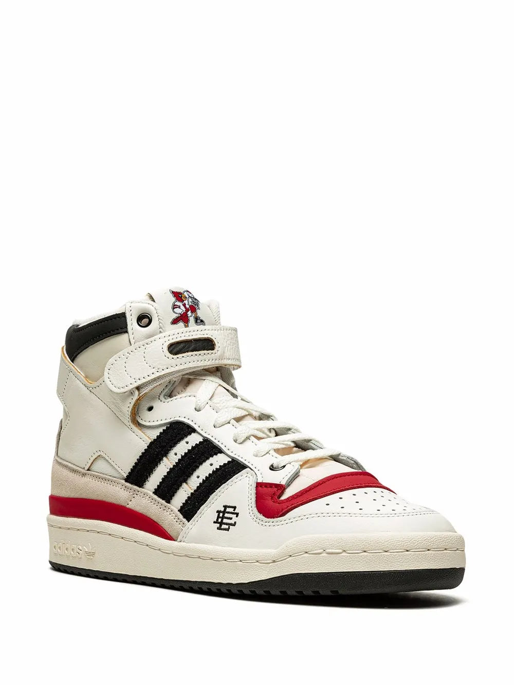 adidas X Eric Emanuel Forum 84 High Louisville Sneakers — Cloud White/Core Black/Team Power Red — Size US M 4 - US W 5.5 — Side View