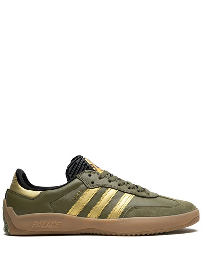 adidas X Palace Puig Samba Olive Gold Sneakers — Dark Green — Size US M 6 - US W 7.5 — Front View