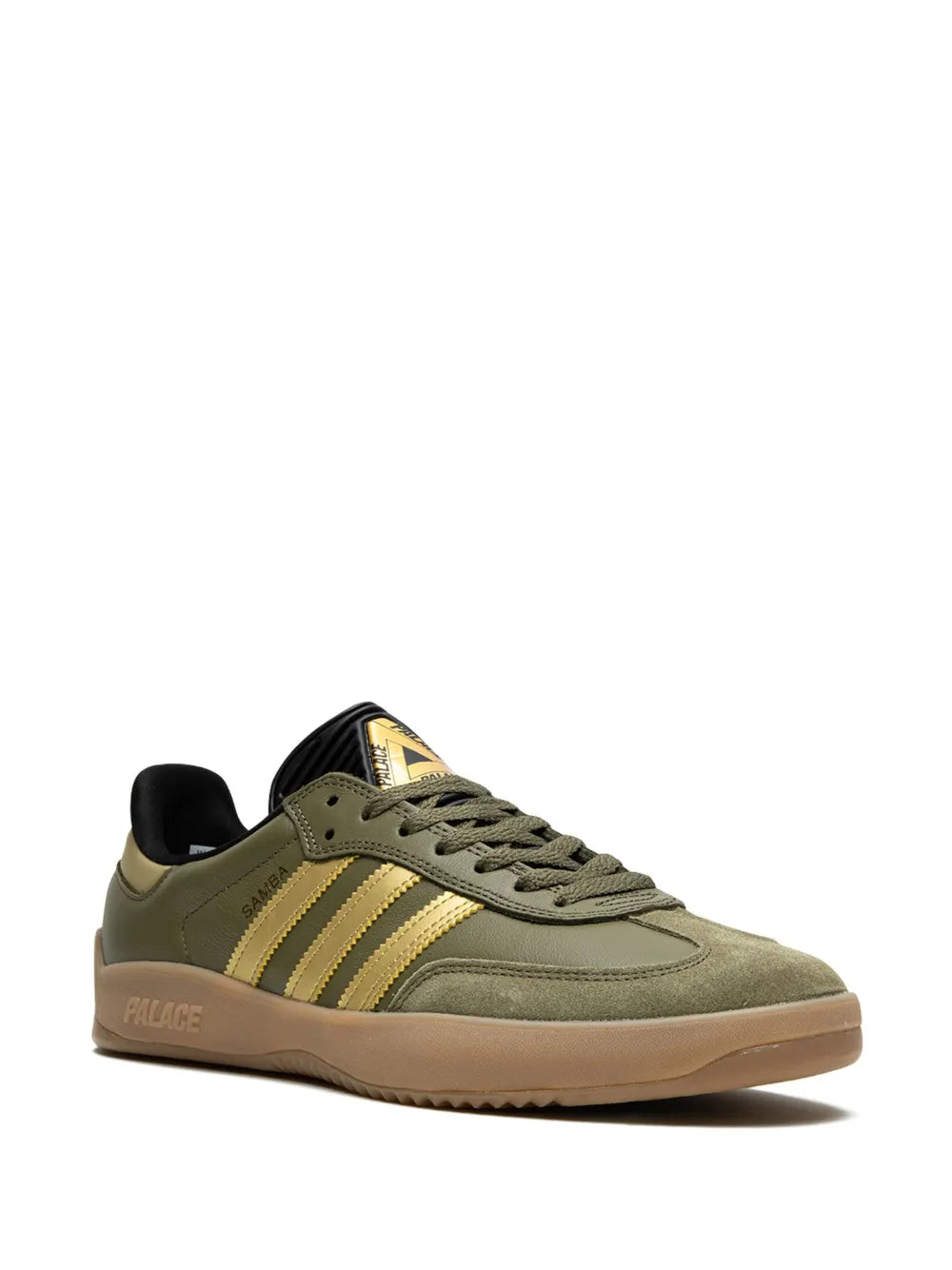 adidas X Palace Puig Samba Olive Gold Sneakers — Dark Green — Size US M 6 - US W 7.5 — Side View