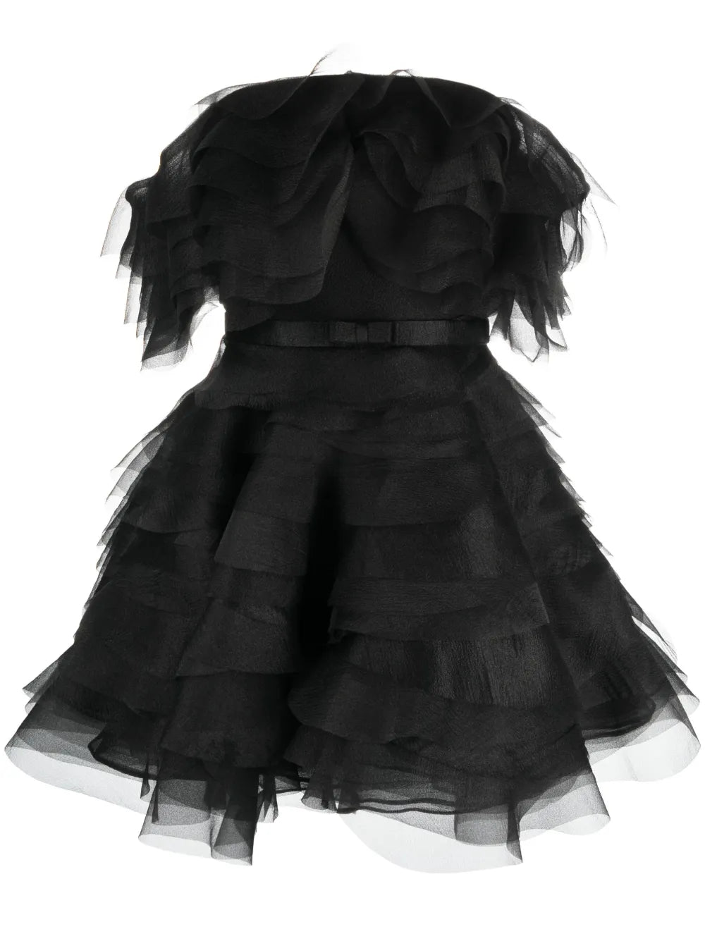 Ana Radu Off Shoulder Organza Minidress — Black — Size XS — Front View