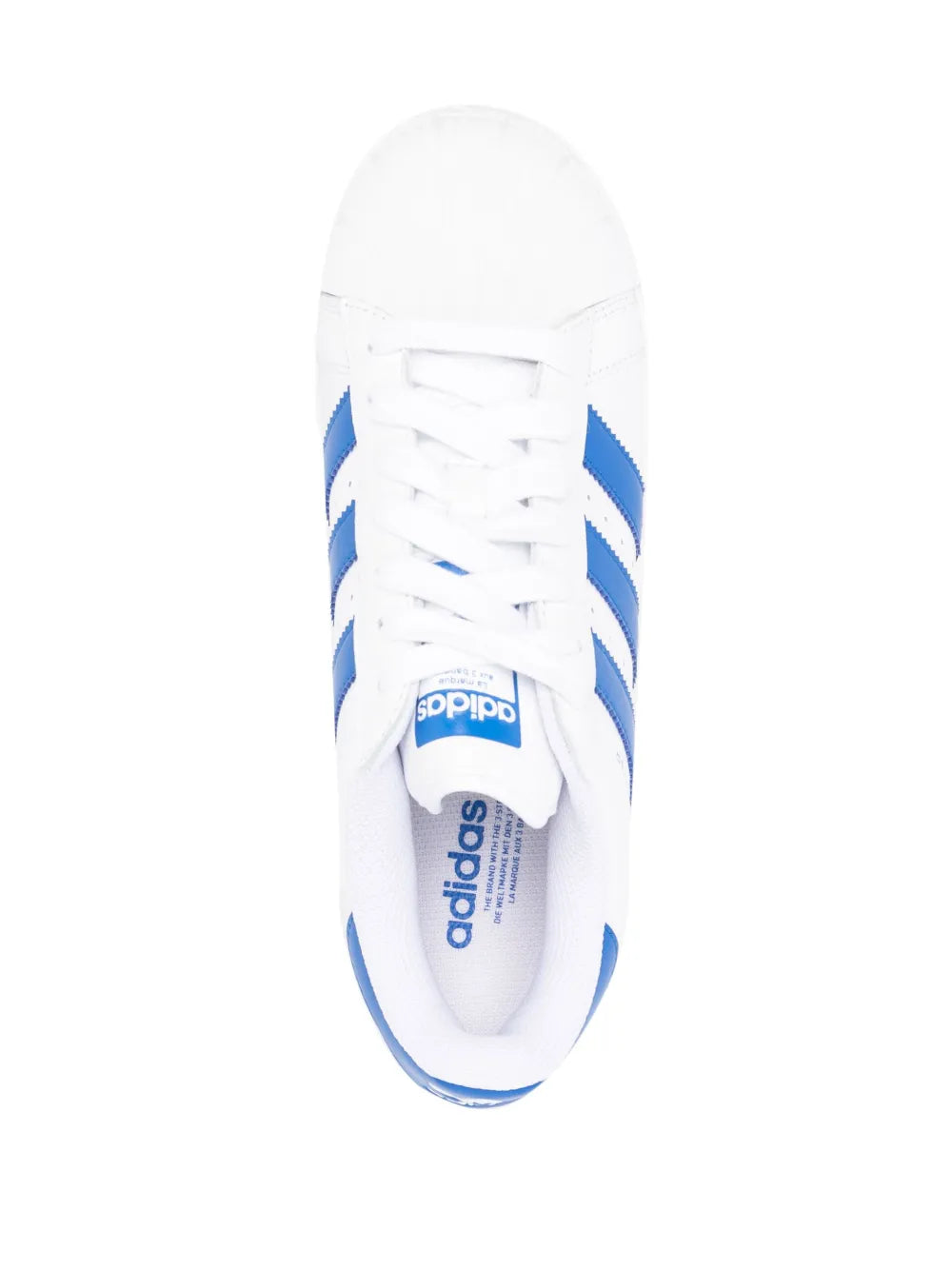adidas Superstar Xlg Lace-Up Sneakers — White/Azure — Size US M 9.5 - US W 11 — Top View