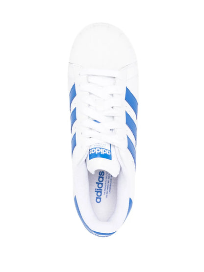 adidas Superstar Xlg Lace-Up Sneakers — White/Azure — Size US M 9.5 - US W 11 — Top View