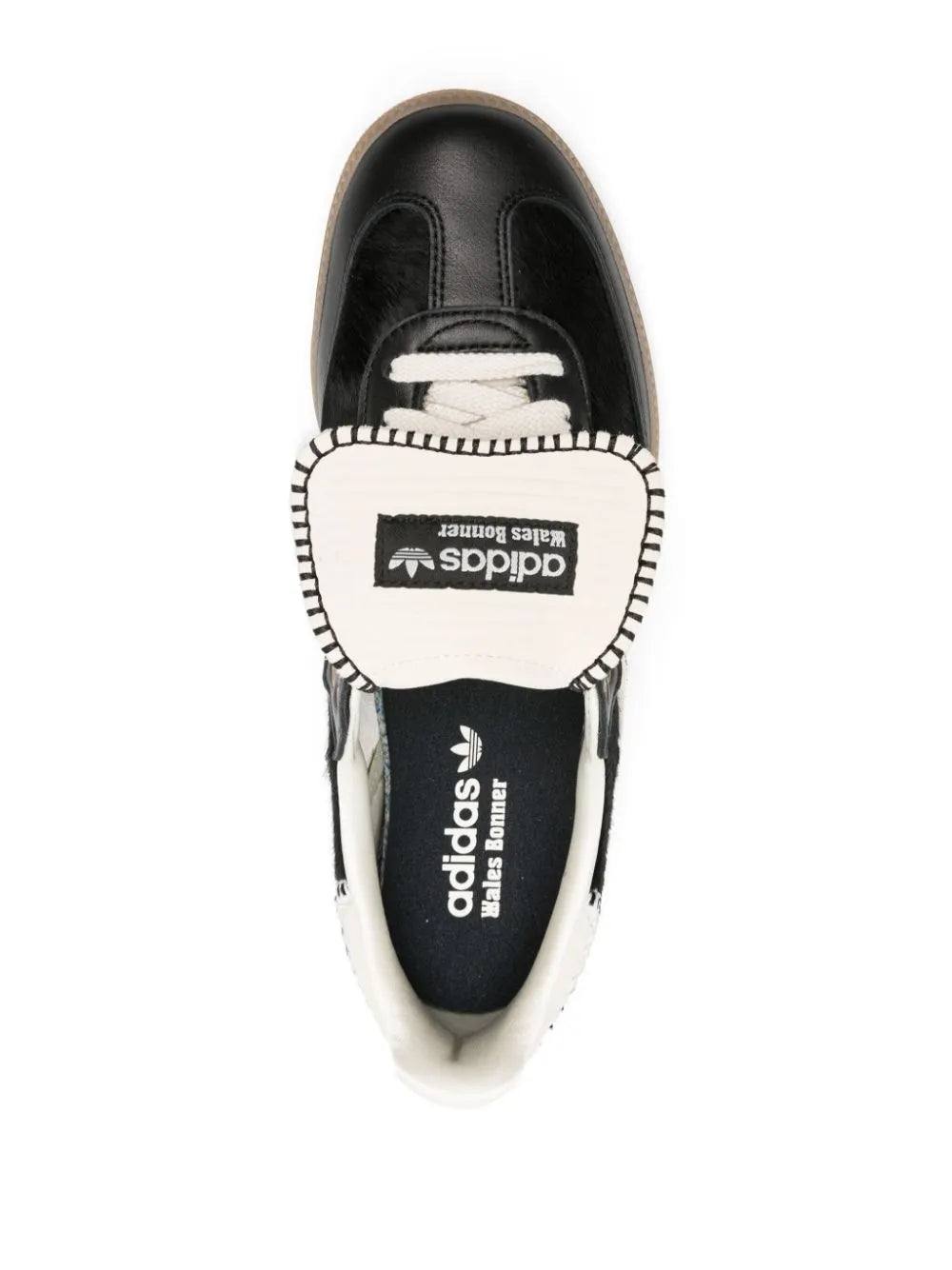 adidas X Wales Bonner Leather Sneakers — Black/White — Size US M 9 - US W 10.5 — Top View