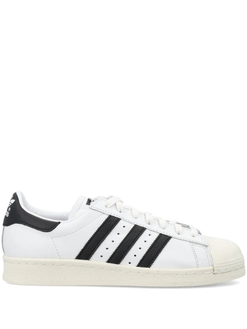 adidas Superstar 82 Low-Top Sneakers — Black/White — Size US M 4 - US W 5.5 — Front View