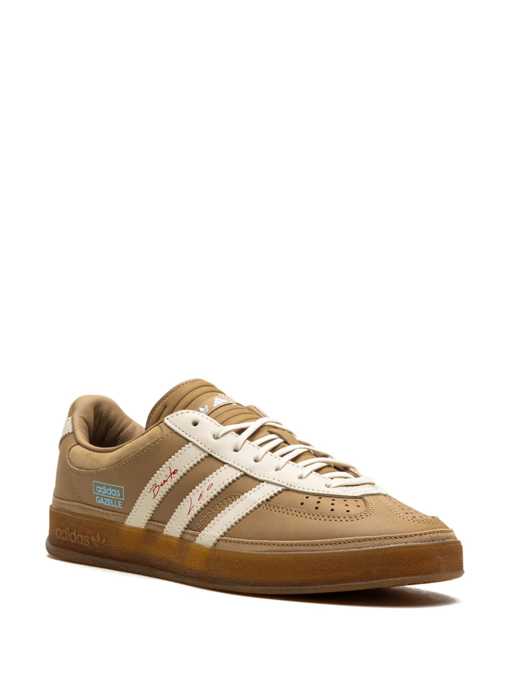 adidas X Bad Bunny X Lionel Messi Gazelle Indoor Cardboard Sneakers — Cardboard/Cream White/Wild Brown — Size US M 8 - US W 9.5 — Side View