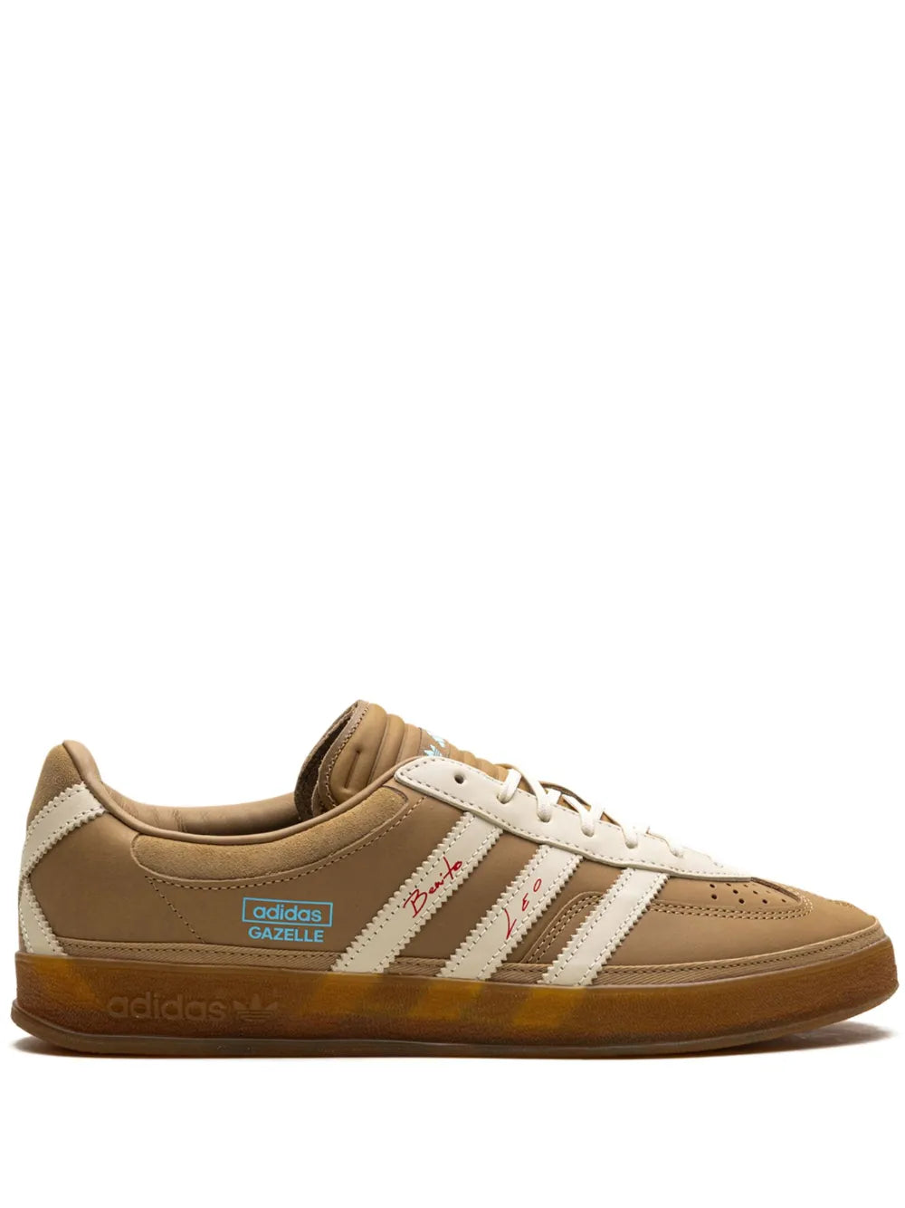 adidas X Bad Bunny X Lionel Messi Gazelle Indoor Cardboard Sneakers — Cardboard/Cream White/Wild Brown — Size US M 8 - US W 9.5 — Front View