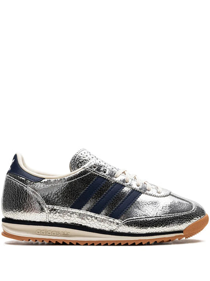 adidas Sl 72 Silver Metallic/Collegiate Navy Sneakers — Silver-Tone — Size US M 9 - US W 10.5 — Front View