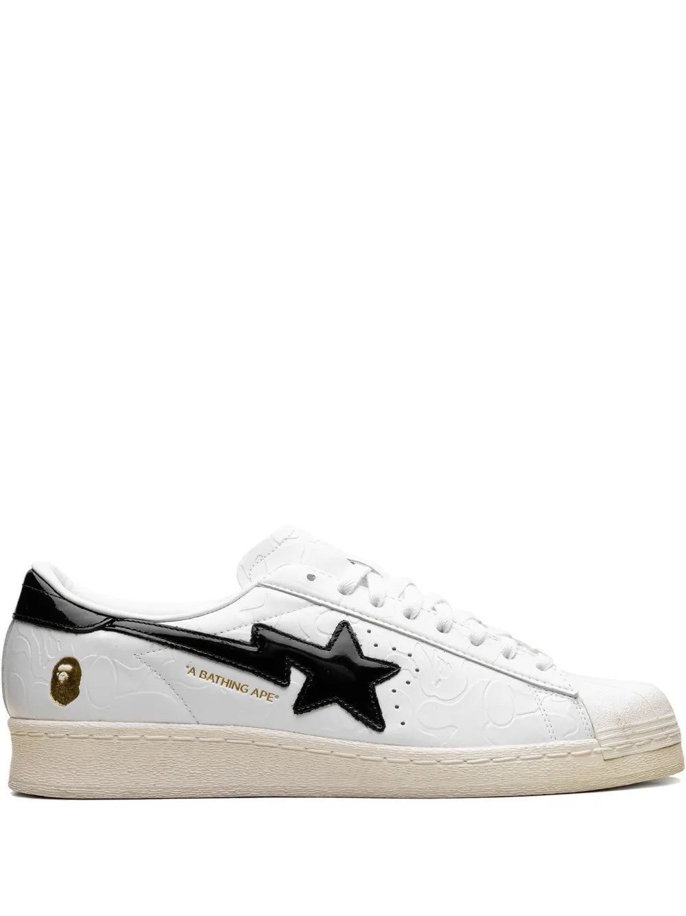 adidas X A Bathing Ape Superstar Vintage White Black Sneakers — White — Size US M 7 - US W 8.5 — Front View