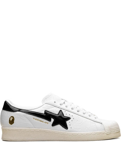 adidas X A Bathing Ape Superstar Vintage White Black Sneakers — White — Size US M 7 - US W 8.5 — Front View