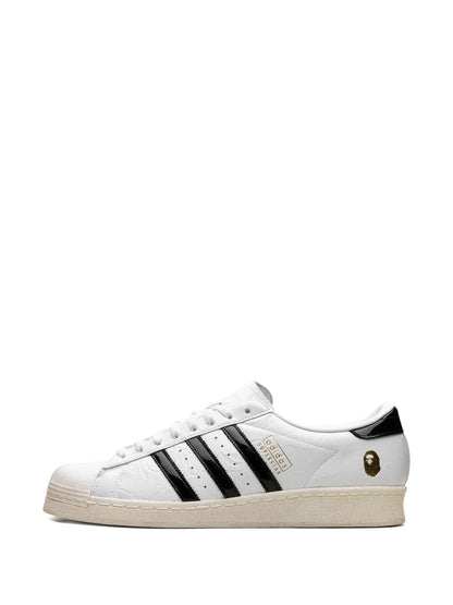 adidas X A Bathing Ape Superstar Vintage White Black Sneakers — White — Size US M 7 - US W 8.5 — Detail View