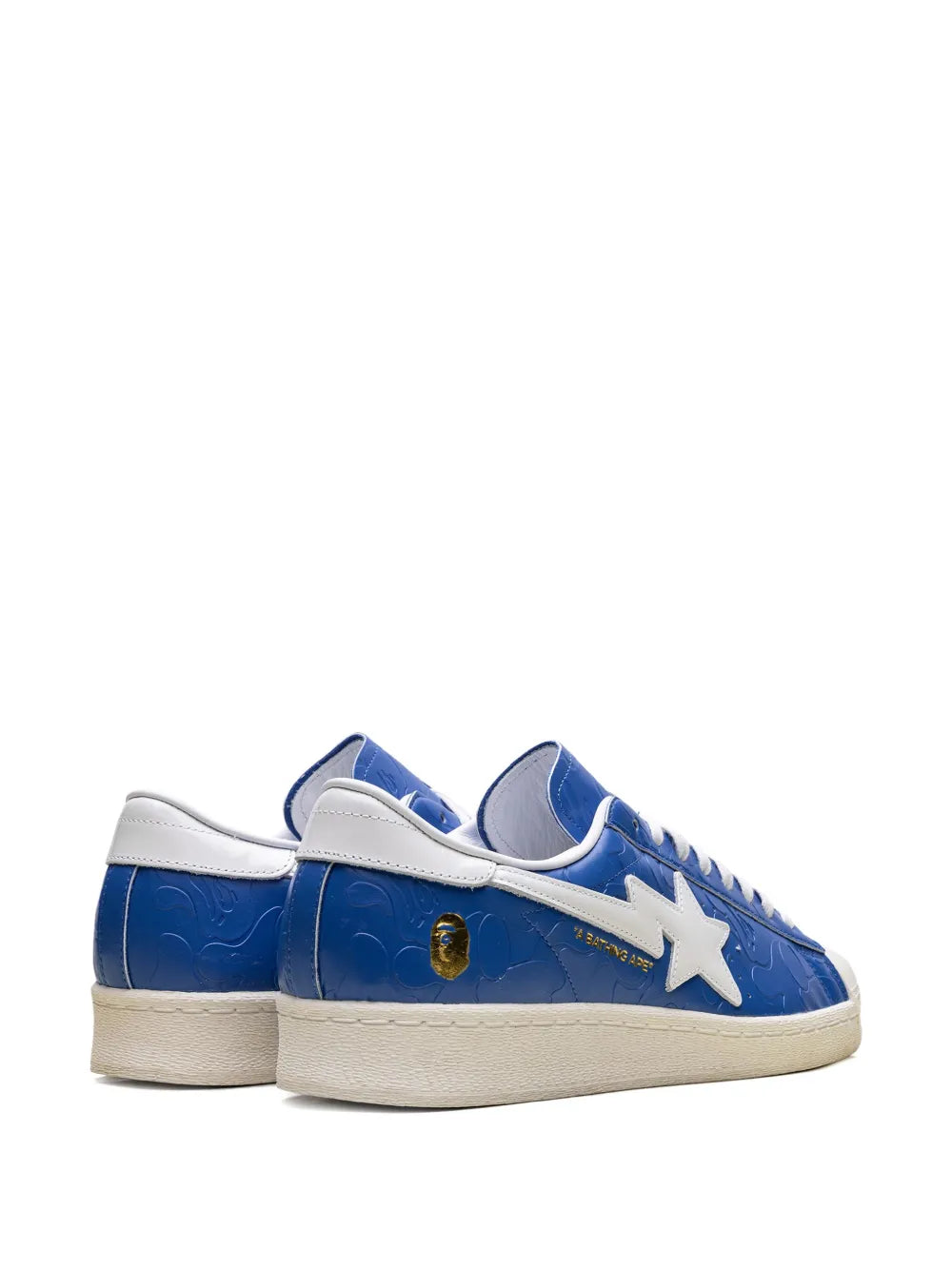 adidas X A Bathing Ape Superstar Vintage Blue White Sneakers — Navy Blue — Size US M 7 - US W 8.5 — Back View