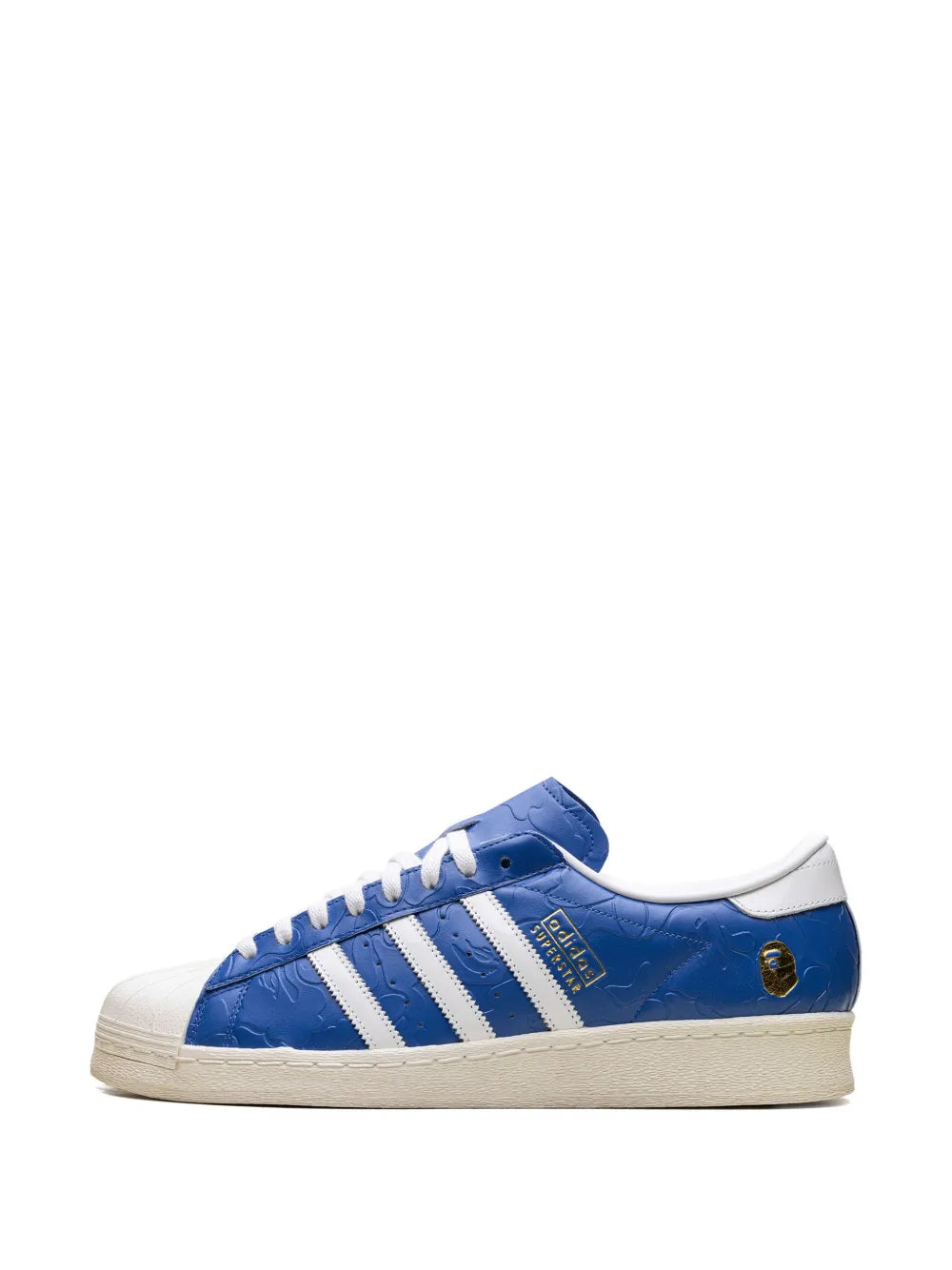 adidas X A Bathing Ape Superstar Vintage Blue White Sneakers — Navy Blue — Size US M 7 - US W 8.5 — Detail View
