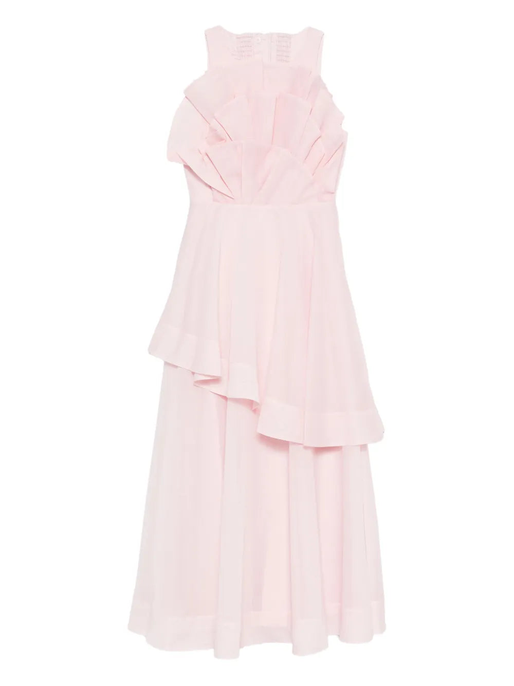 Aje Selestia Ruffled Layered Midi Dress — Red/ Pink — Size XS — Front View
