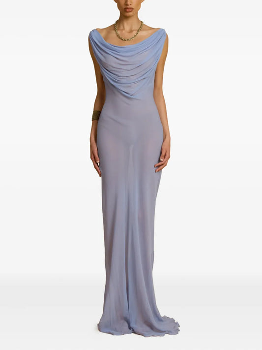 Arcina Ori Jordana Open Back Maxi Dress — Blue — Size XS — Front View