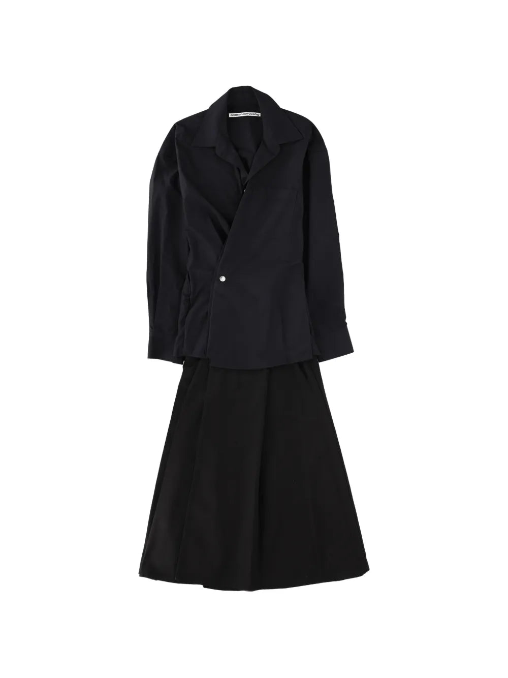 Alexander Wang Collared Organic Cotton Midi Dress — Black/ Red — Size XS — Front View