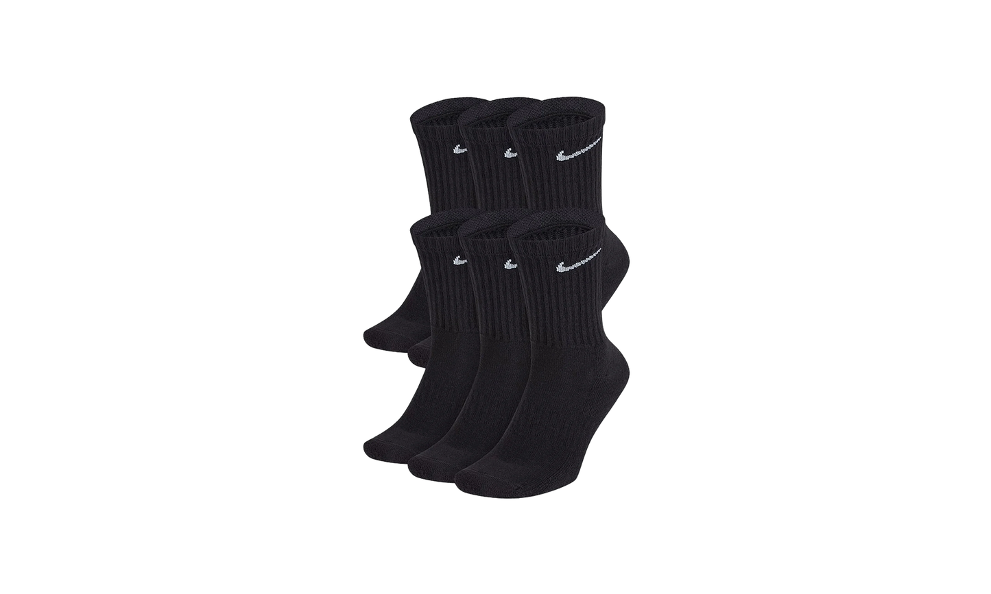 EVERYDAY CUSHIONED ADULT 6 PAIR CREW SOCKS "Black" SX7666 010