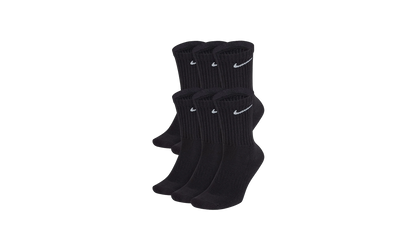 EVERYDAY CUSHIONED ADULT 6 PAIR CREW SOCKS "Black" SX7666 010
