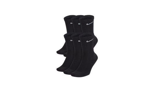 EVERYDAY CUSHIONED ADULT 6 PAIR CREW SOCKS "Black" SX7666 010